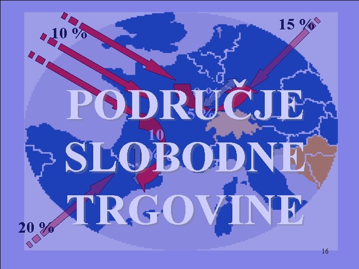 15 % 10 % PODRUČJE SLOBODNE TRGOVINE 0% 5% 10 % 0% 20 %