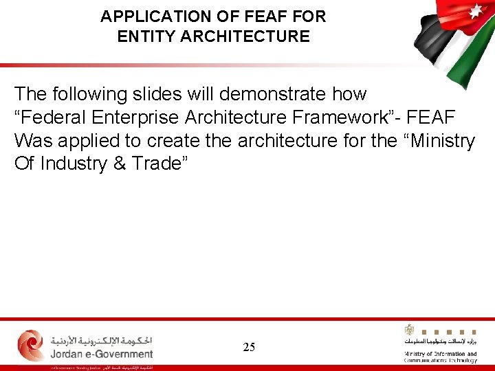 APPLICATION OF FEAF FOR ENTITY ARCHITECTURE The following slides will demonstrate how “Federal Enterprise