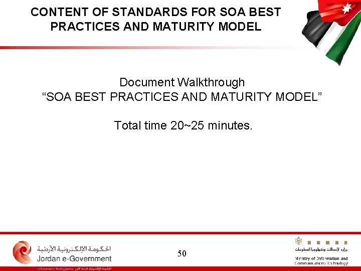 CONTENT OF STANDARDS FOR SOA BEST PRACTICES AND MATURITY MODEL Document Walkthrough “SOA BEST