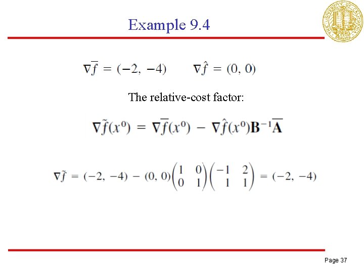 Example 9. 4 The relative-cost factor: Page 37 