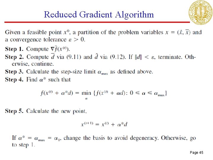 Reduced Gradient Algorithm Page 45 
