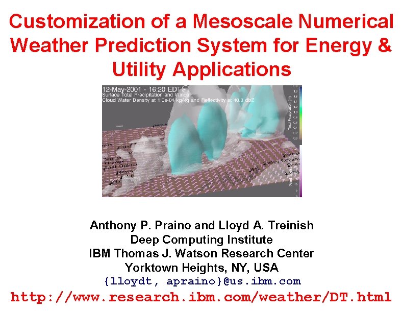 Customization of a Mesoscale Numerical Weather Prediction System for Energy & Utility Applications Anthony