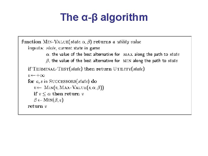 The α-β algorithm 