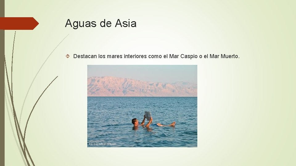 Aguas de Asia Destacan los mares interiores como el Mar Caspio o el Mar