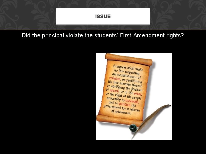 ISSUE Did the principal violate the students’ First Amendment rights? 