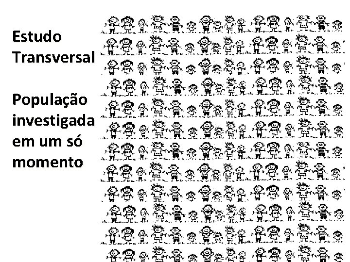 Estudo Transversal População investigada em um só momento 