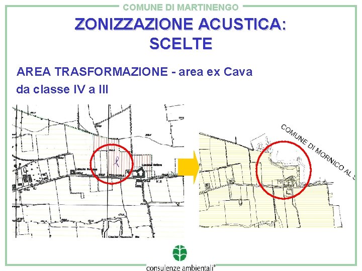 COMUNE DI MARTINENGO ZONIZZAZIONE ACUSTICA: SCELTE AREA TRASFORMAZIONE - area ex Cava da classe