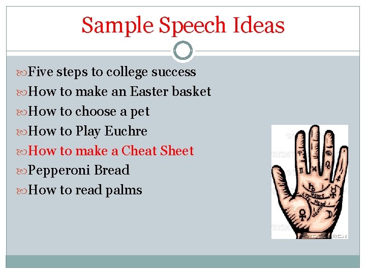 Sample Speech Ideas Five steps to college success How to make an Easter basket