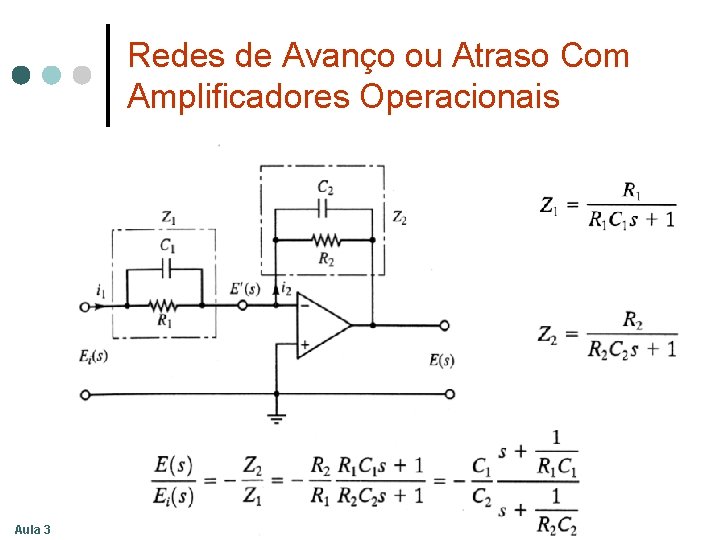 Redes de Avanço ou Atraso Com Amplificadores Operacionais Aula 3 Redes de Avanço ou Atraso Com Amplificadores Operacionais Aula 3