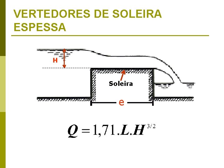 VERTEDORES DE SOLEIRA ESPESSA H Soleira e 