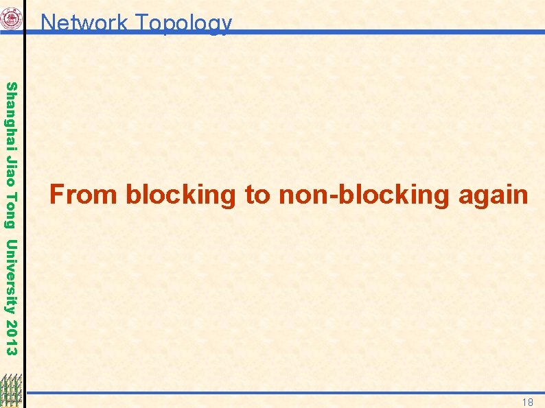 Network Topology Shanghai Jiao Tong University 2013 From blocking to non-blocking again 18 