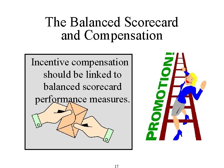 The Balanced Scorecard and Compensation Incentive compensation should be linked to balanced scorecard performance