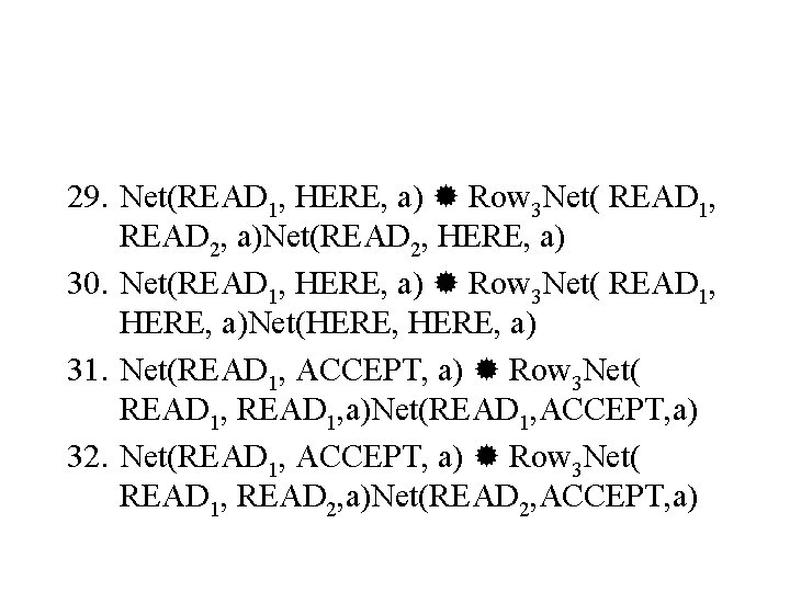29. Net(READ 1, HERE, a) Row 3 Net( READ 1, READ 2, a)Net(READ 2,
