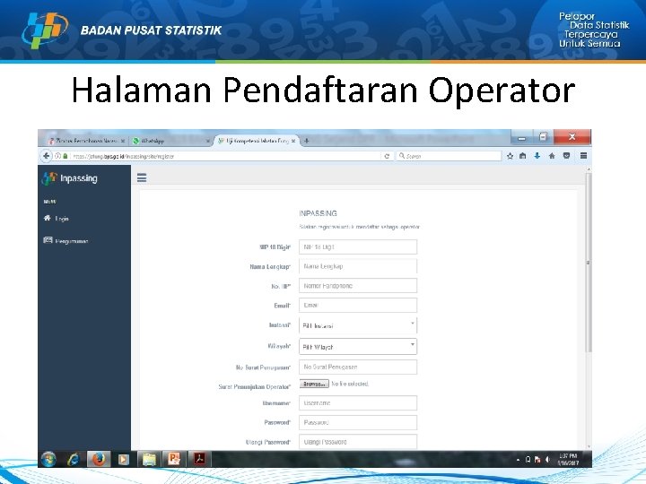 Halaman Pendaftaran Operator Halaman Pendaftaran Operator