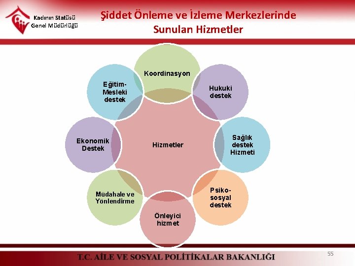 Kadının Statüsü Genel Müdürlüğü Şiddet Önleme ve İzleme Merkezlerinde Sunulan Hizmetler Koordinasyon Eğitim. Mesleki