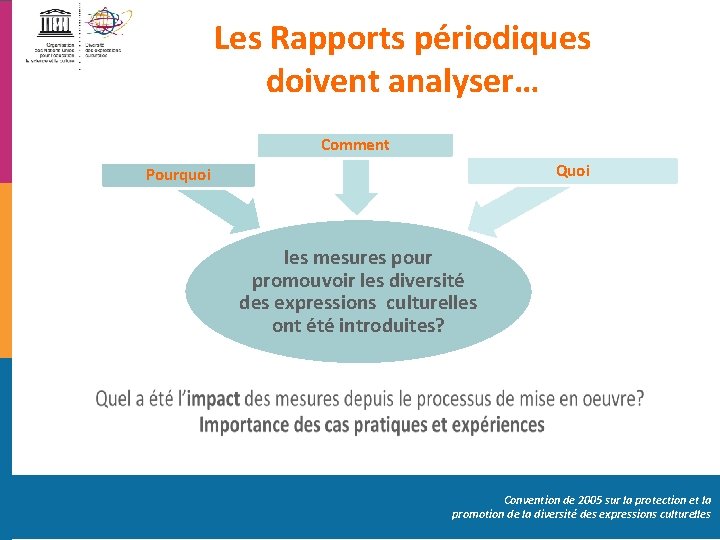 Les Rapports périodiques doivent analyser… Comment Quoi Pourquoi les mesures pour promouvoir les diversité