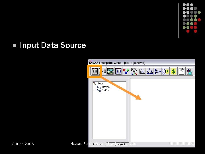 n Input Data Source 8 June 2006 Hazard Functioin and Survival Analysis 66 n Input Data Source 8 June 2006 Hazard Functioin and Survival Analysis 66