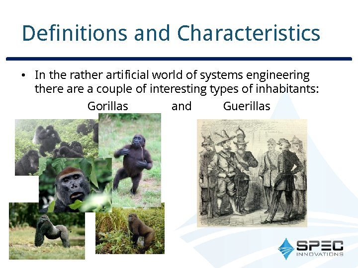 Definitions and Characteristics • In the rather artificial world of systems engineering there a