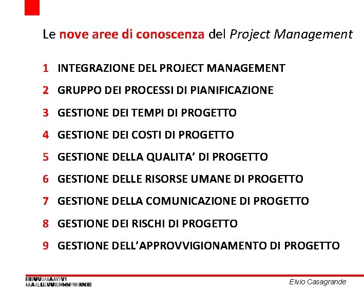 Le nove aree di conoscenza del Project Management 1 INTEGRAZIONE DEL PROJECT MANAGEMENT 2 Le nove aree di conoscenza del Project Management 1 INTEGRAZIONE DEL PROJECT MANAGEMENT 2