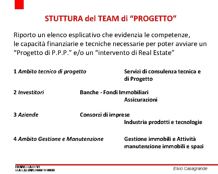 STUTTURA del TEAM di “PROGETTO” Riporto un elenco esplicativo che evidenzia le competenze, le STUTTURA del TEAM di “PROGETTO” Riporto un elenco esplicativo che evidenzia le competenze, le