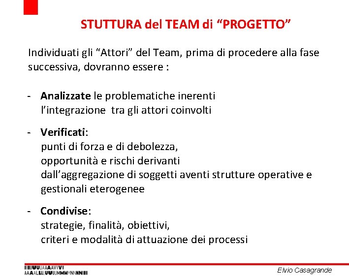STUTTURA del TEAM di “PROGETTO” Individuati gli “Attori” del Team, prima di procedere alla STUTTURA del TEAM di “PROGETTO” Individuati gli “Attori” del Team, prima di procedere alla