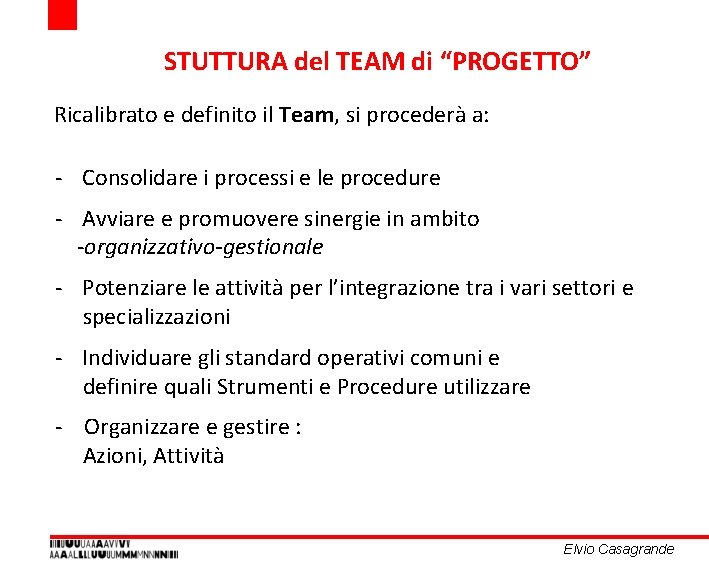 STUTTURA del TEAM di “PROGETTO” Ricalibrato e definito il Team, si procederà a: - STUTTURA del TEAM di “PROGETTO” Ricalibrato e definito il Team, si procederà a: -