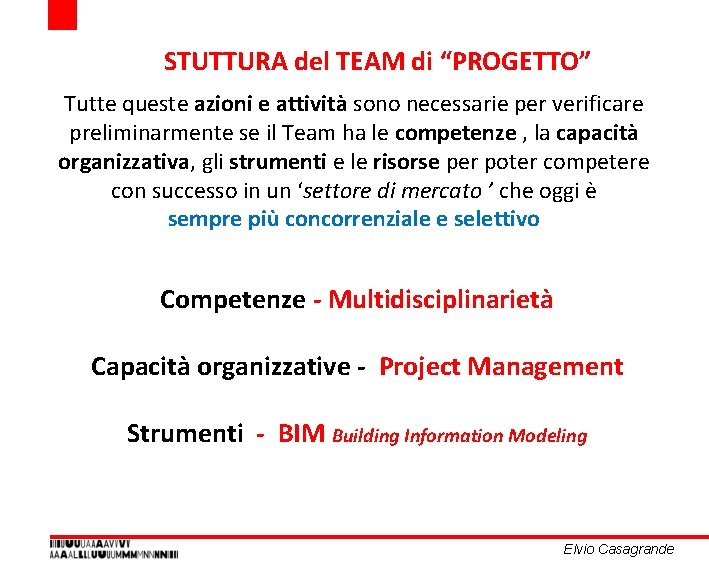 STUTTURA del TEAM di “PROGETTO” Tutte queste azioni e attività sono necessarie per verificare STUTTURA del TEAM di “PROGETTO” Tutte queste azioni e attività sono necessarie per verificare
