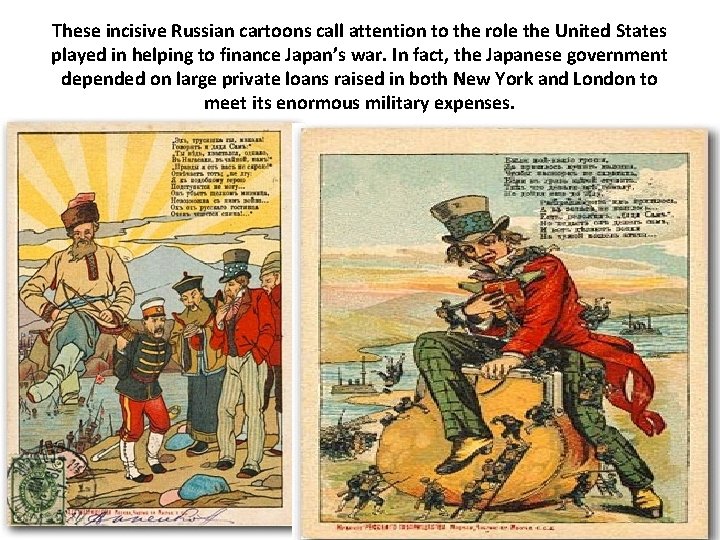 These incisive Russian cartoons call attention to the role the United States played in