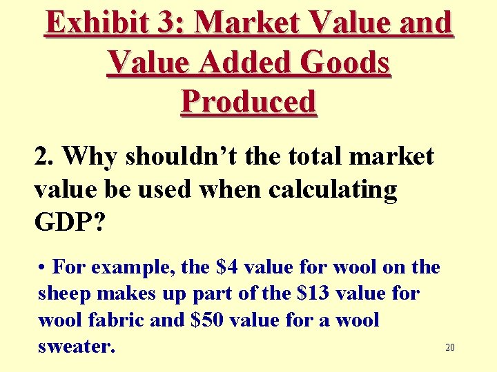 Exhibit 3: Market Value and Value Added Goods Produced 2. Why shouldn’t the total