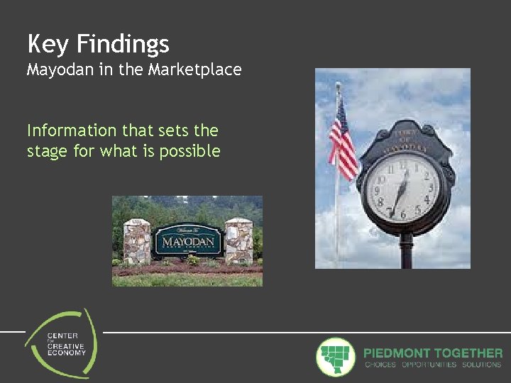 Key Findings Mayodan in the Marketplace Information that sets the stage for what is