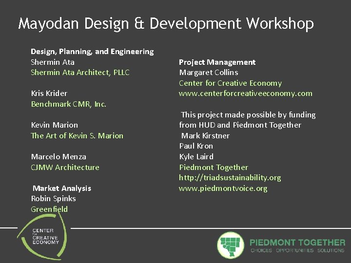 Mayodan Design & Development Workshop Design, Planning, and Engineering Shermin Ata Architect, PLLC Kris
