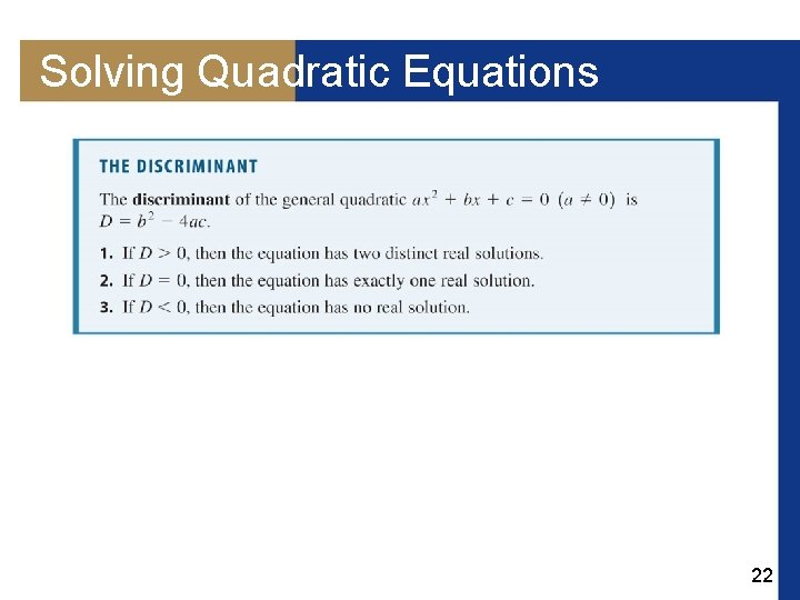 Solving Quadratic Equations 22 