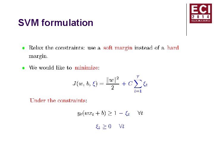 SVM formulation 