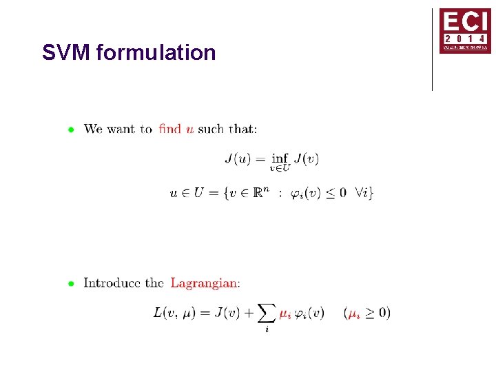 SVM formulation 