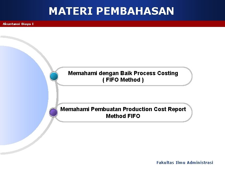 MATERI PEMBAHASAN Akuntansi Biaya I Memahami dengan Baik Process Costing ( FIFO Method )