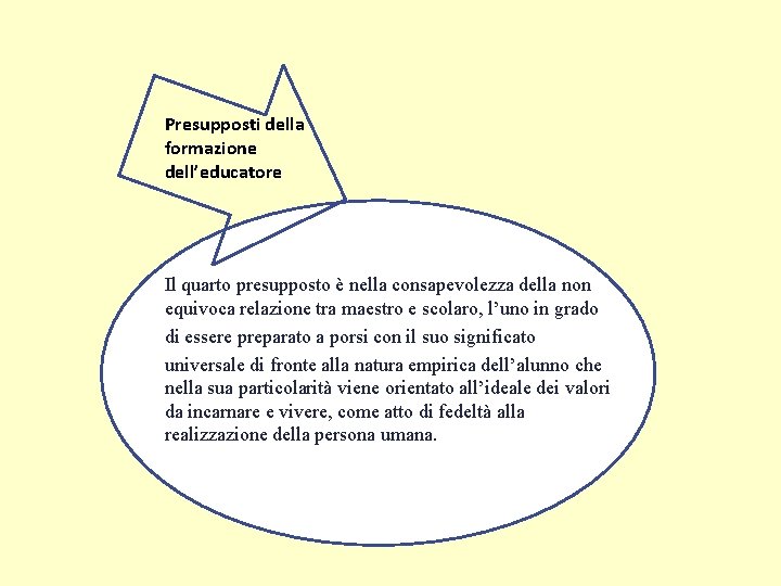 Presupposti della formazione dell’educatore Il quarto presupposto è nella consapevolezza della non equivoca relazione