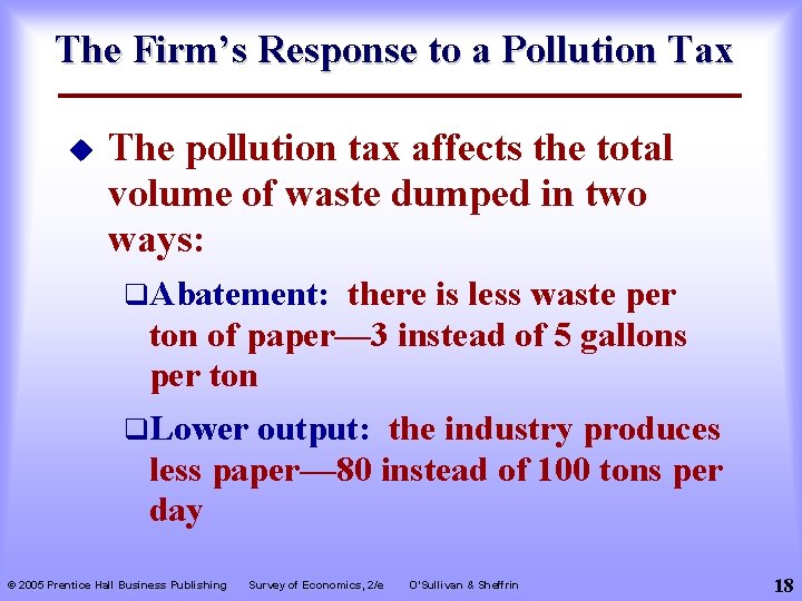 The Firm’s Response to a Pollution Tax u The pollution tax affects the total