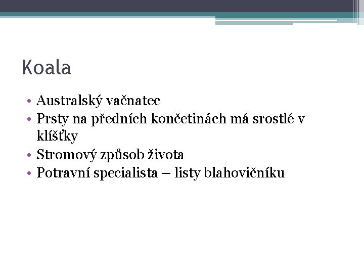 Koala • Australský vačnatec • Prsty na předních končetinách má srostlé v klíšťky •