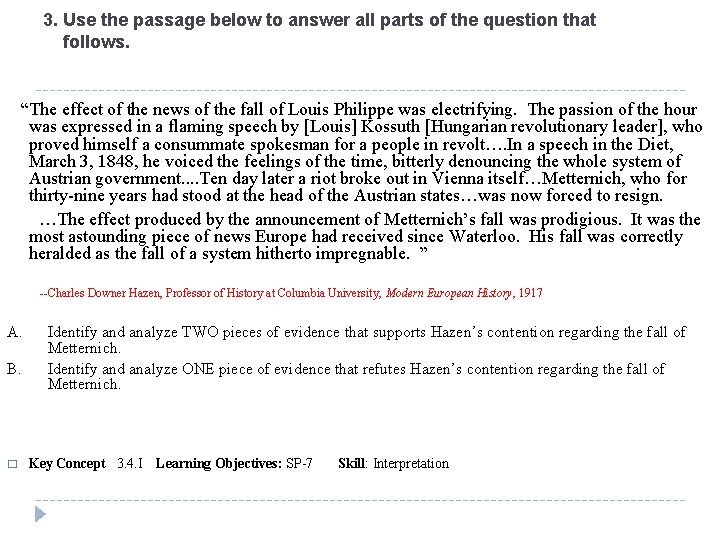 3. Use the passage below to answer all parts of the question that follows.