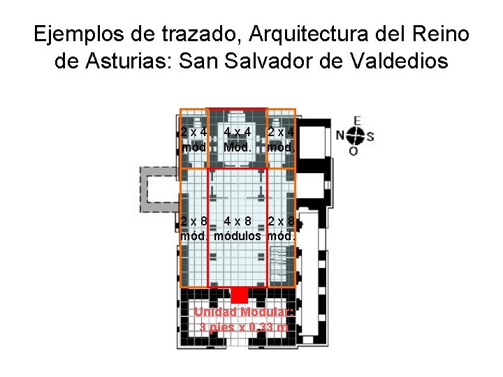 Ejemplos de trazado, Arquitectura del Reino de Asturias: San Salvador de Valdedios 2 x