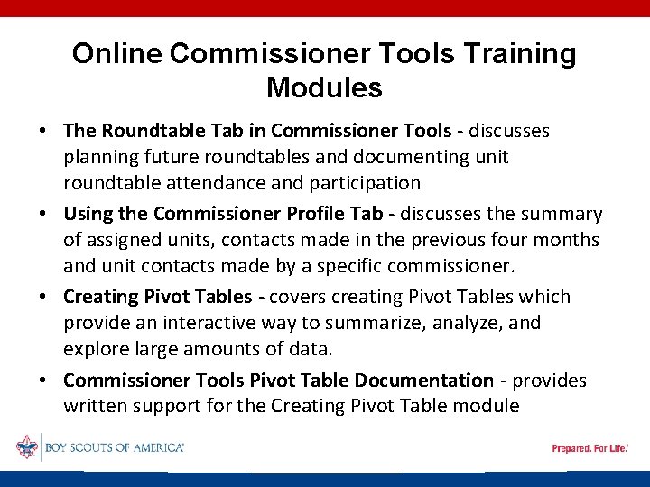 Online Commissioner Tools Training Modules • The Roundtable Tab in Commissioner Tools - discusses