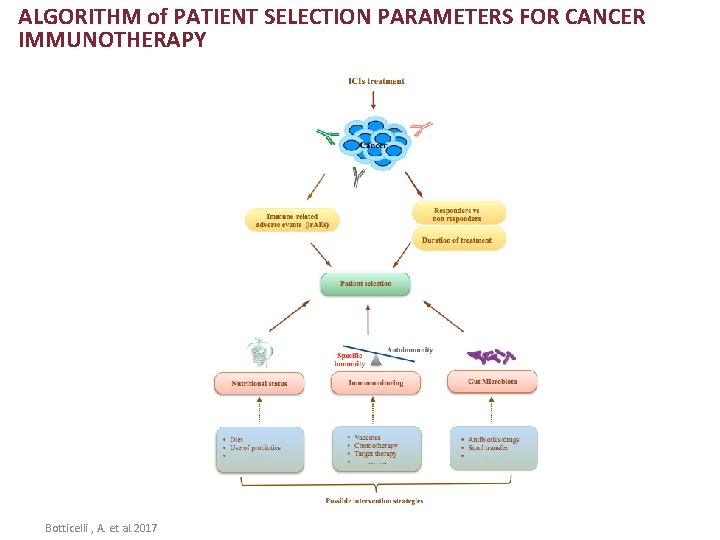 ALGORITHM of PATIENT SELECTION PARAMETERS FOR CANCER IMMUNOTHERAPY Botticelli , A. et al. 2017