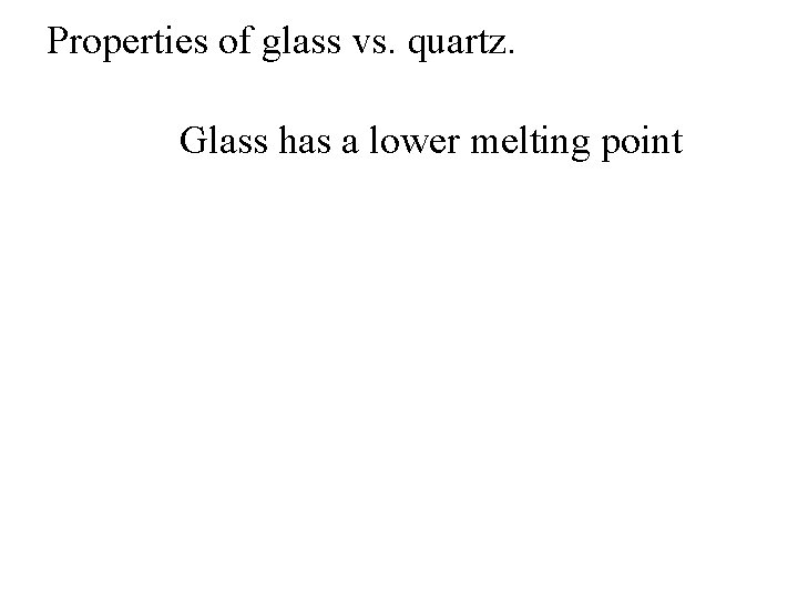 Properties of glass vs. quartz. Glass has a lower melting point 