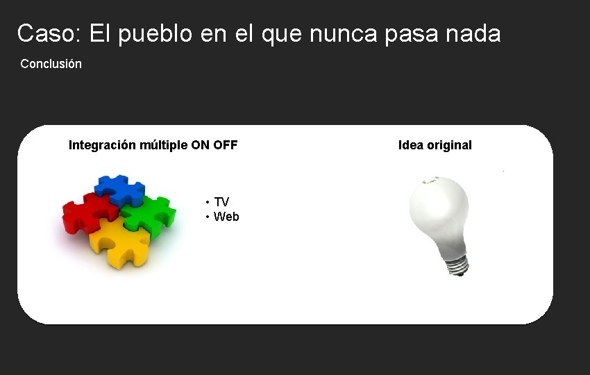 Caso: El pueblo en el que nunca pasa nada Conclusión Integración múltiple ON OFF