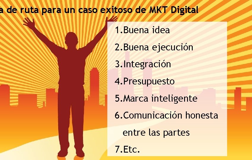 a de ruta para un caso exitoso de MKT Digital 1. Buena idea 2.