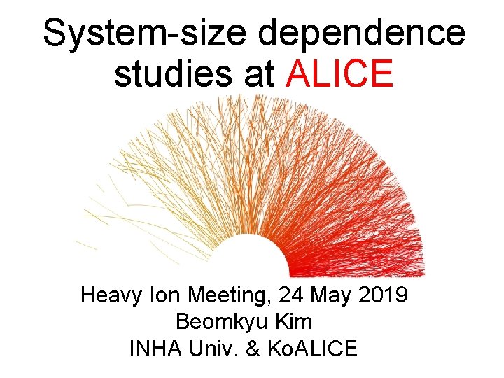 System-size dependence studies at ALICE Heavy Ion Meeting, 24 May 2019 Beomkyu Kim INHA