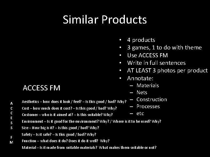 Similar Products • • • ACCESS FM A C C E S S F