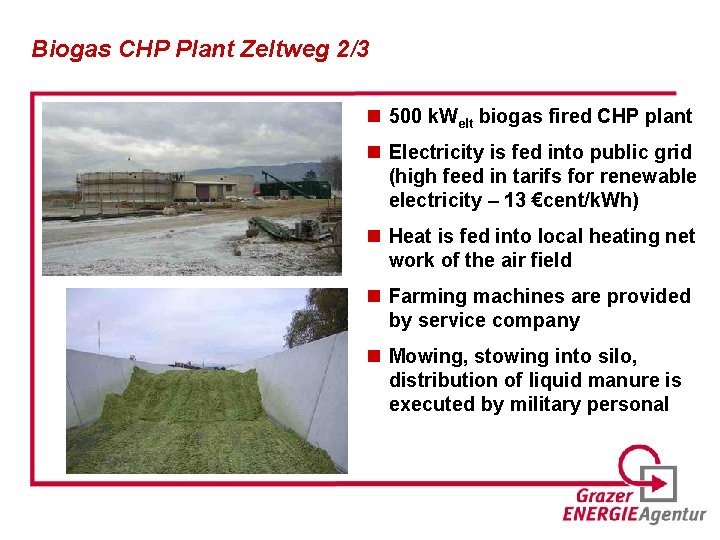 Biogas CHP Plant Zeltweg 2/3 n 500 k. Welt biogas fired CHP plant n