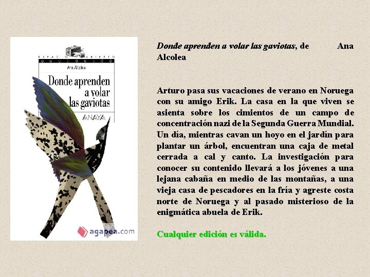 Donde aprenden a volar las gaviotas, de Alcolea Ana Arturo pasa sus vacaciones de