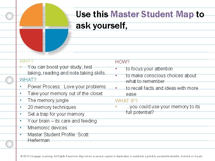 Use this Master Student Map to ask yourself, WHY? • You can boost your